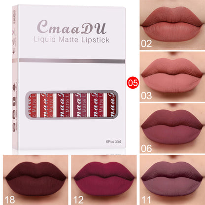 6 Pcs Set Liquid Matte Waterproof Lipstick-Long Lasting Lip Gloss