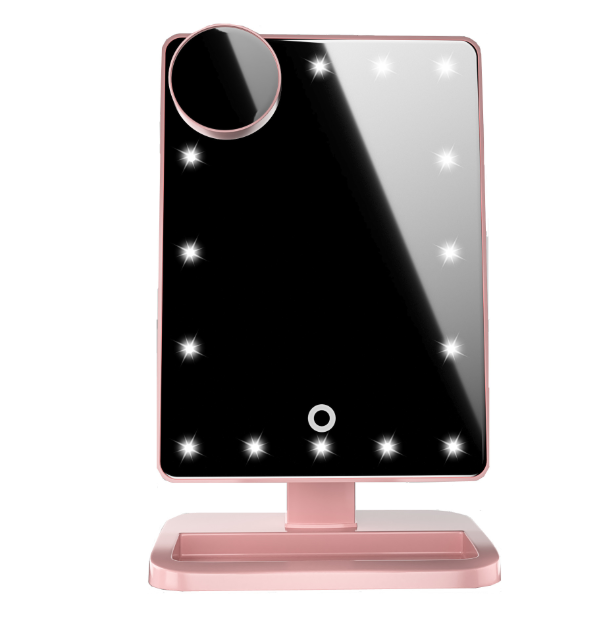 Touch Screen Makeup Mirror with 20 LED Lights and Bluetooth Music Speaker