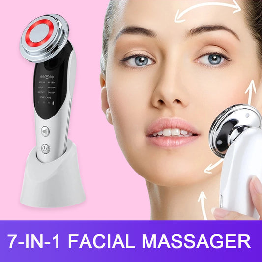 7-in-1 Facial Massager with EMS, Micro-current, LED Light, and Vibration