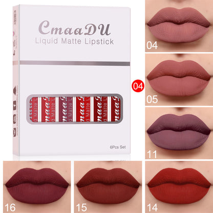 6 Pcs Set Liquid Matte Waterproof Lipstick-Long Lasting Lip Gloss