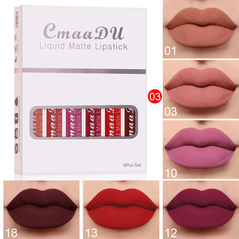 6 Pcs Set Liquid Matte Waterproof Lipstick-Long Lasting Lip Gloss