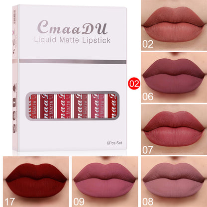 6 Pcs Set Liquid Matte Waterproof Lipstick-Long Lasting Lip Gloss