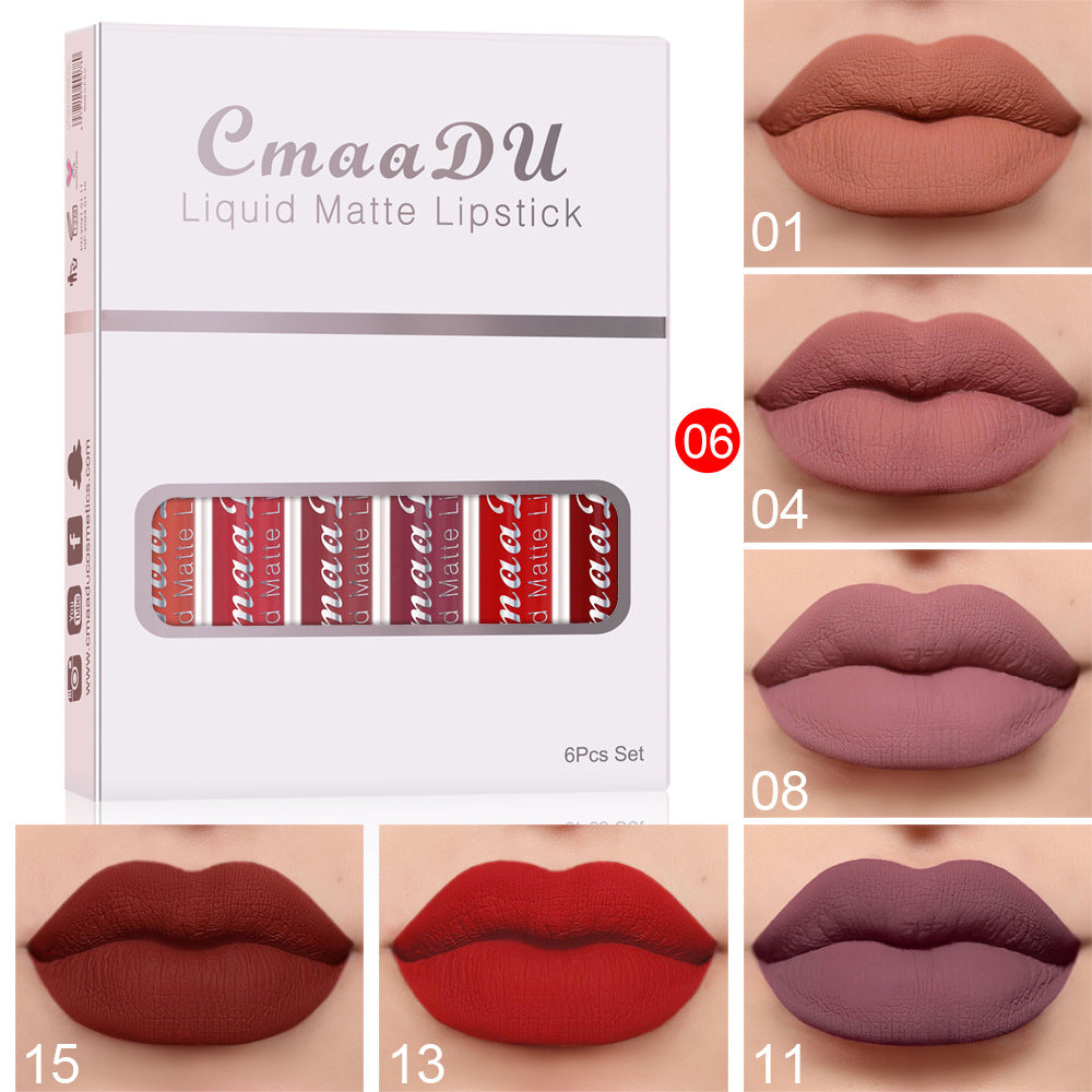 6 Pcs Set Liquid Matte Waterproof Lipstick-Long Lasting Lip Gloss