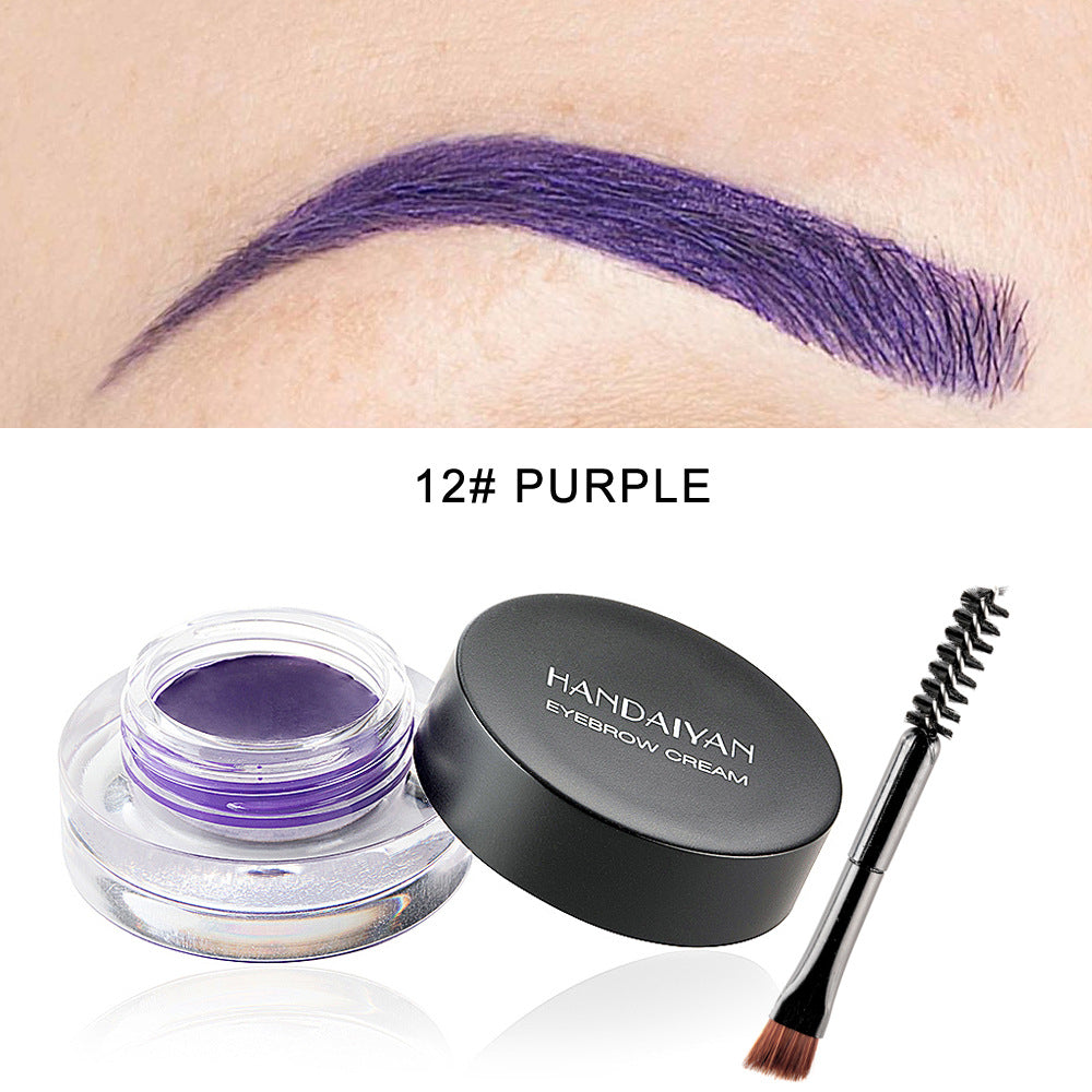 12 Color Super Waterproof Eyebrow Cream with Makeup Brush